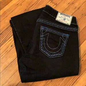 Black True Religion Straight Leg Jeans